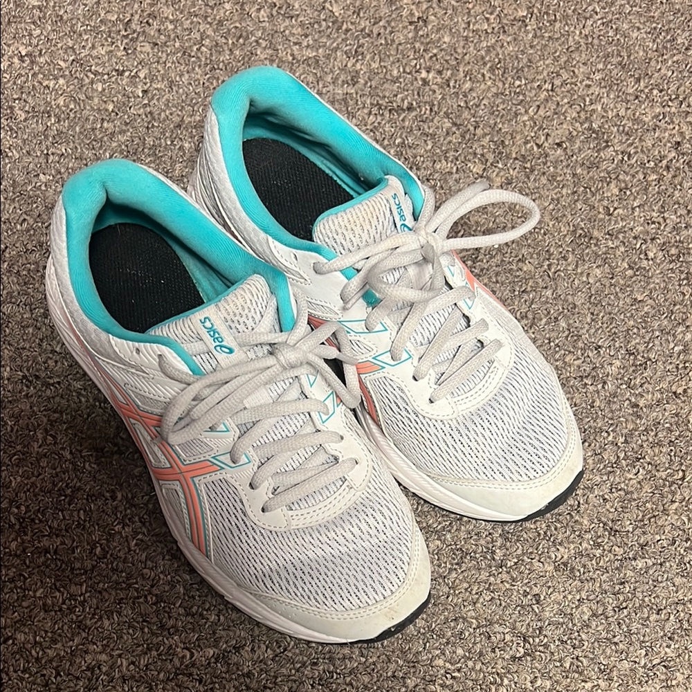 ASICS Women's White and Teal Running Shoes